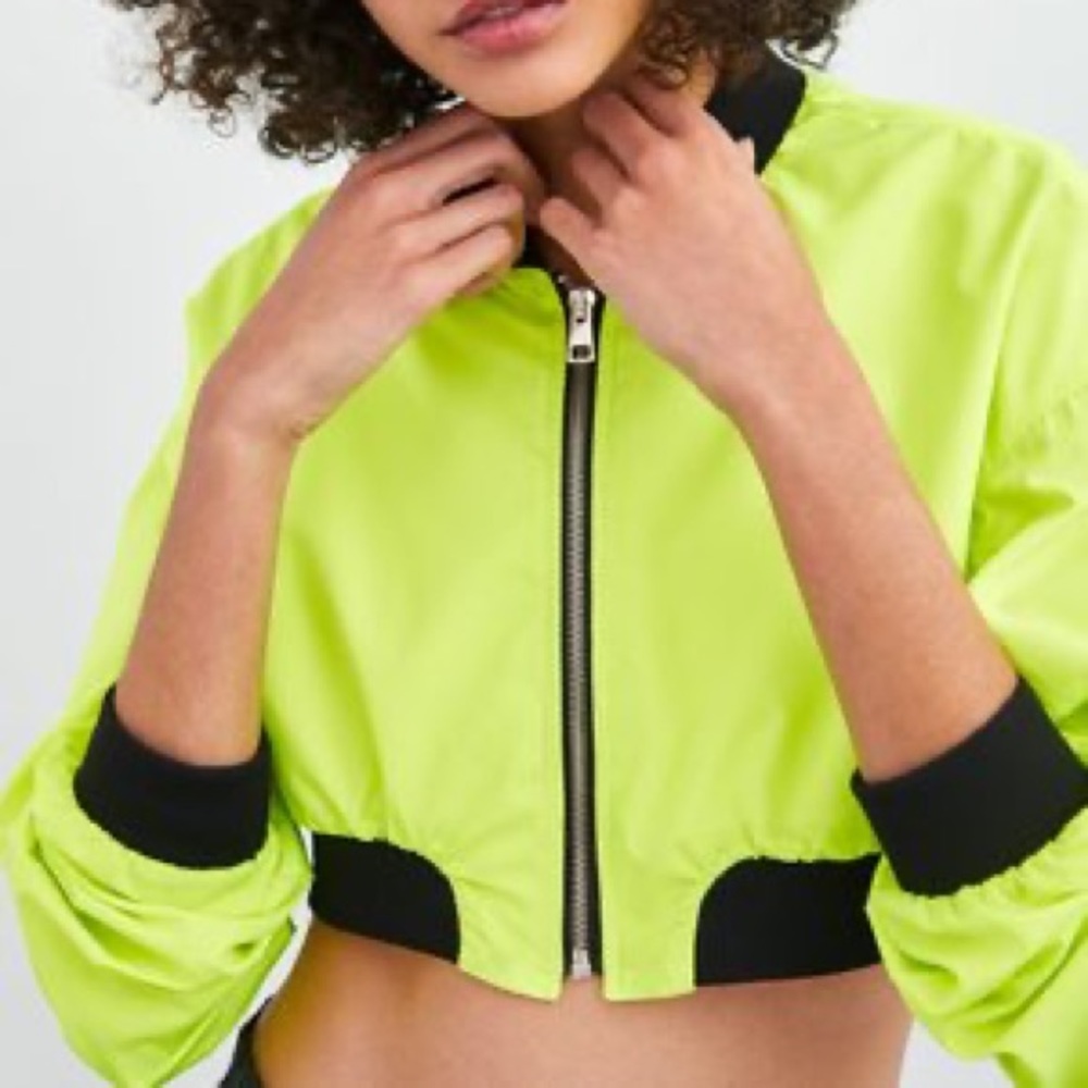 Zara Limited Edition Neon Cropped Bomber Jacket S